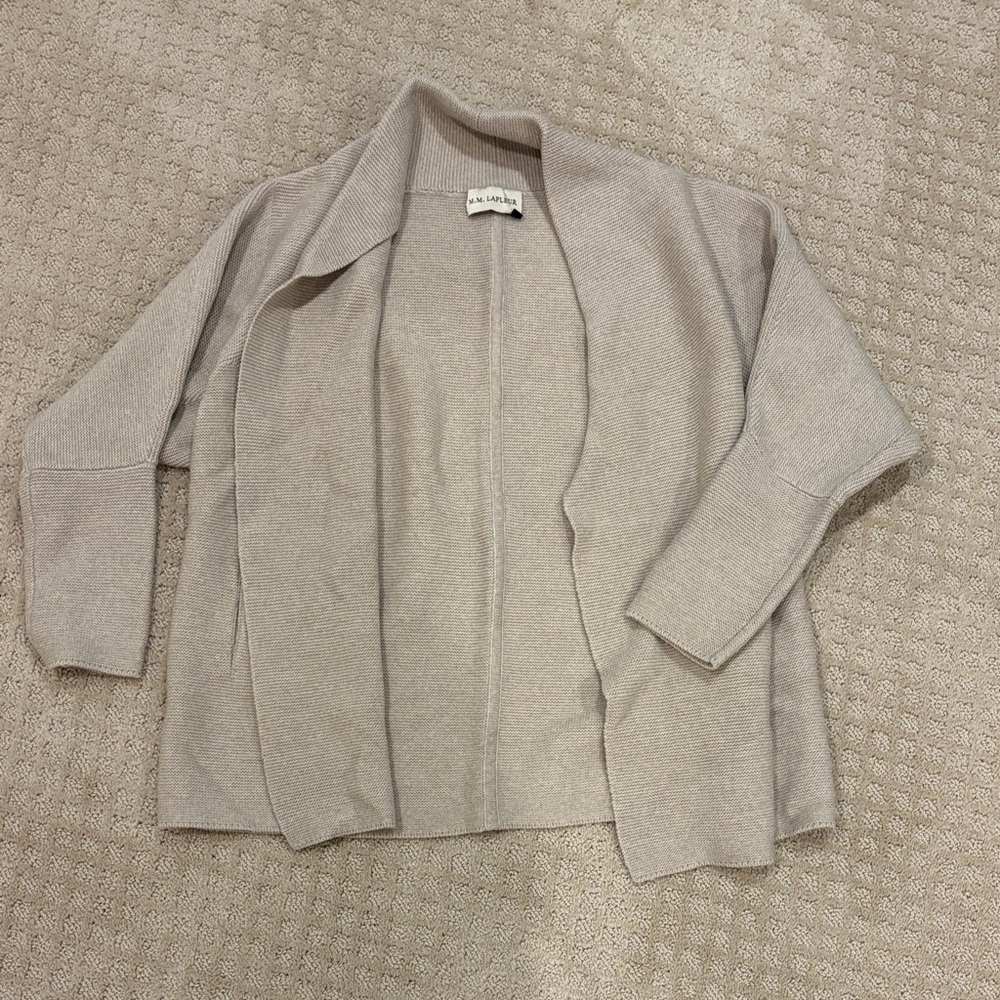 MM Lafleur Light Gray Open-Front Cardigan